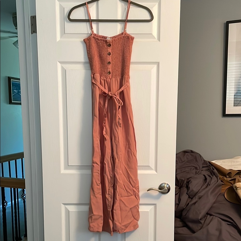 Love Tree Pink Button-Front Jumpsuit